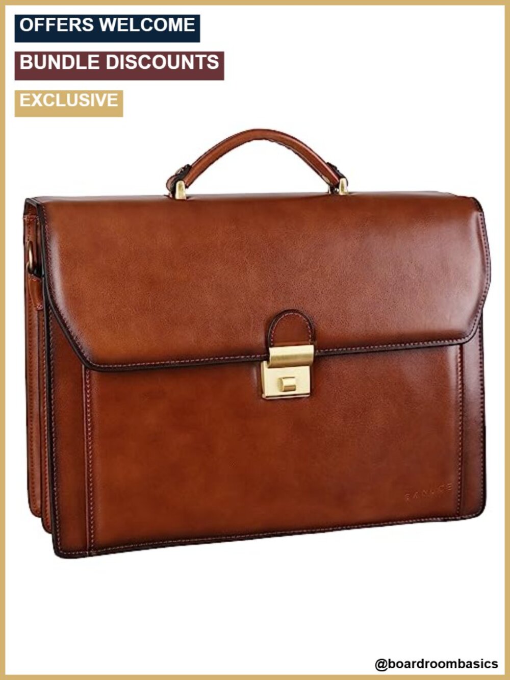 Leather Briefcase for Men with Lock Fits 15.6 Laptop Business Travel